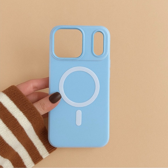 Apple iPhone Magnetic Wireless Charging Matte Phone PC Case Anti Drop Light Blue - Picture 5 of 5